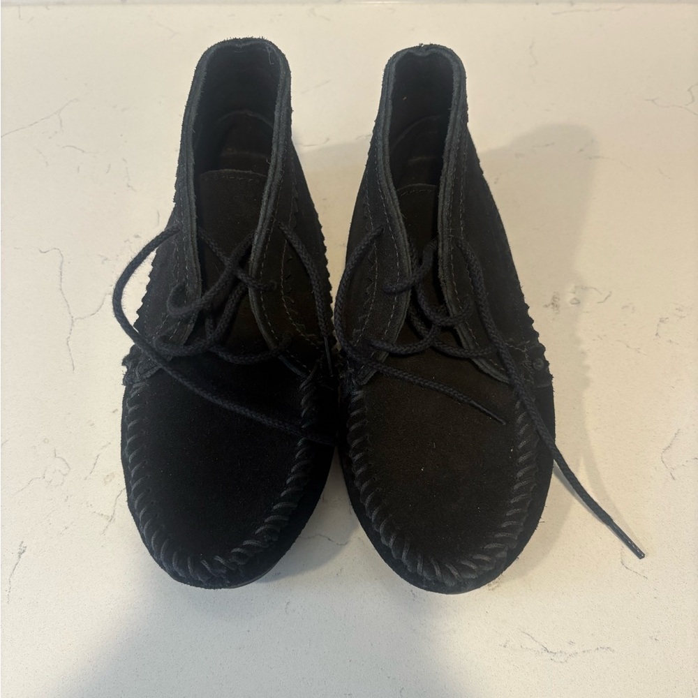 Minnetonka Black Suede Moccasin Boots